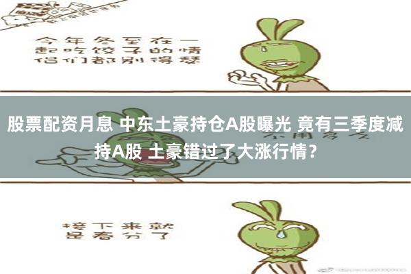 股票配资月息 中东土豪持仓A股曝光 竟有三季度减持A股 土豪错过了大涨行情？